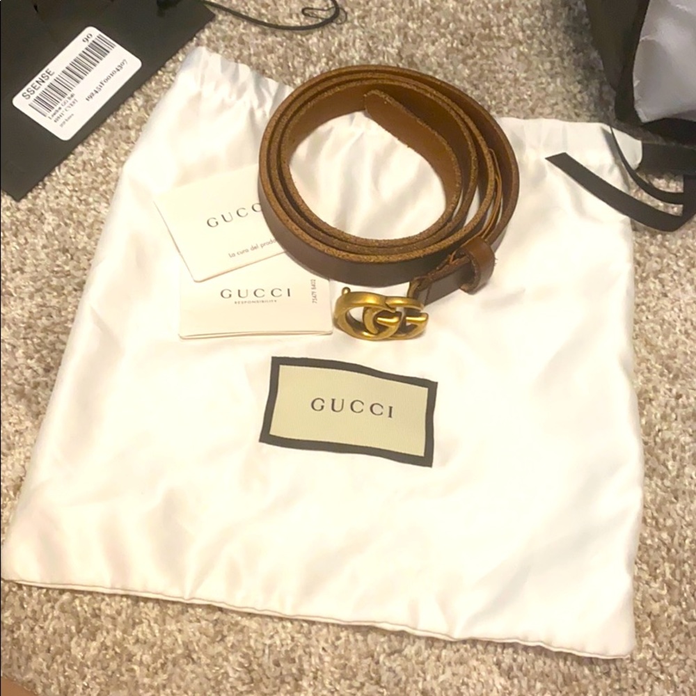 Authentic Brown Gucci GG Leather Belt